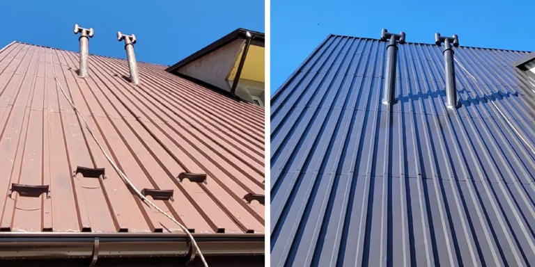 Malowanie dachu przed i po
